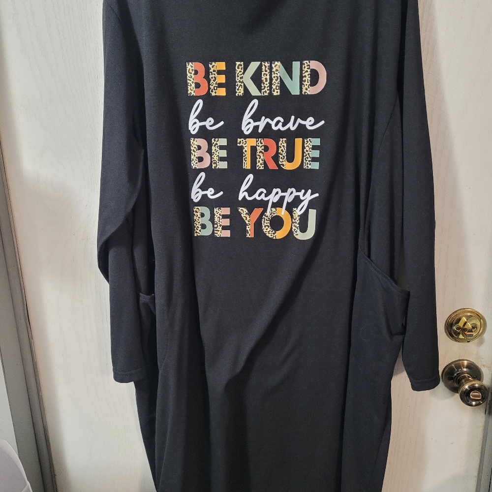 Black Graphic Long Sleeve Dress